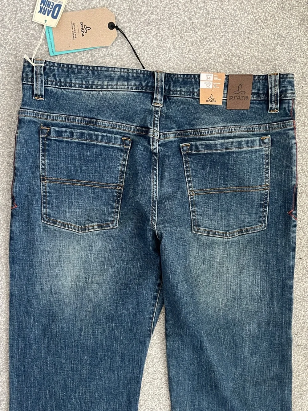 NWT Prana Men's Axiom Straight-Leg Dark Denim Jeans in Sizes 36/30, 32/30, 34/32